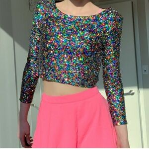 MinkPink Women's Multi Colored Sequin Crop-top by Nasty Gal